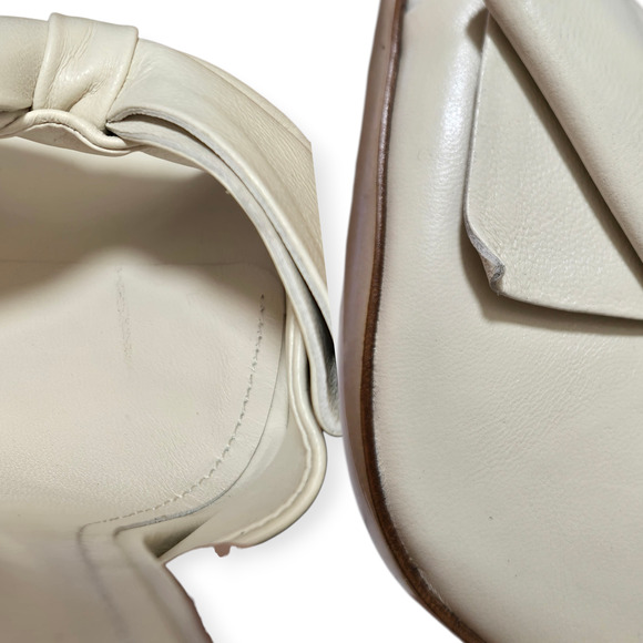 Larroude (Larroudé) Bow Mule Heels Off-White Cream Leather Size 10 - Picture 9 of 10